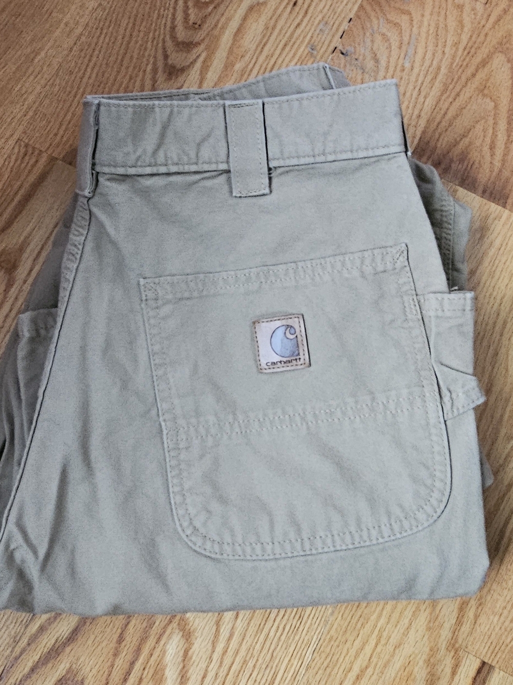 Carhartt Men's Tan Carpenter Pants with Pocket Patch